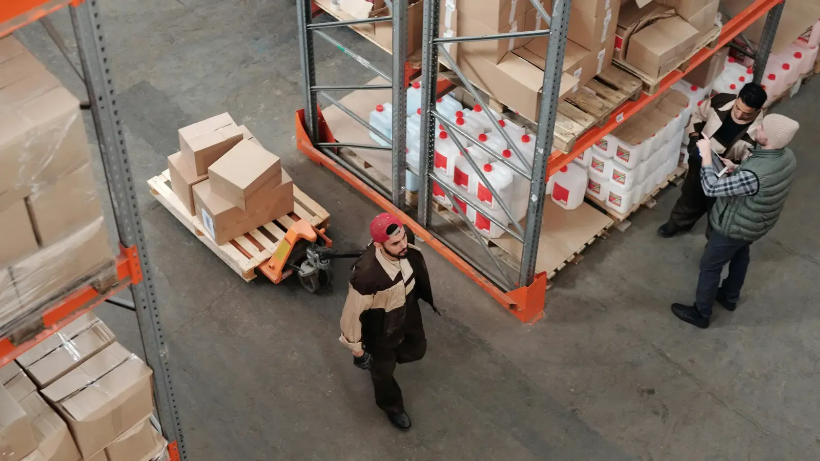 Pallet racking and aisles inside a distribution warehouse