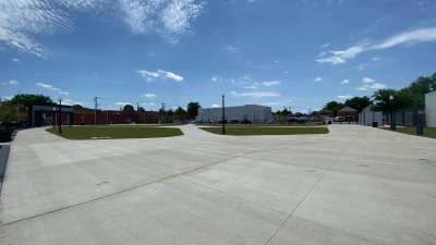 Festival Park and downtown buildings in Suffolk, Virginia